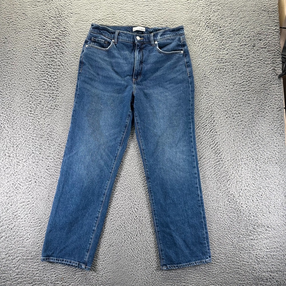 Loft Jeans Womens 8 Blue Cotton Denim Straight Leg Faded Travel Workwear Stretch